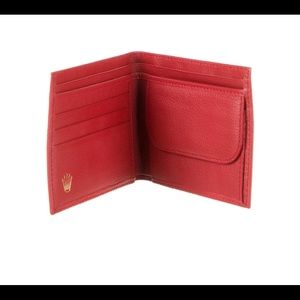 AUTHENTIC ROLEX Red Leather Bifold Wallet